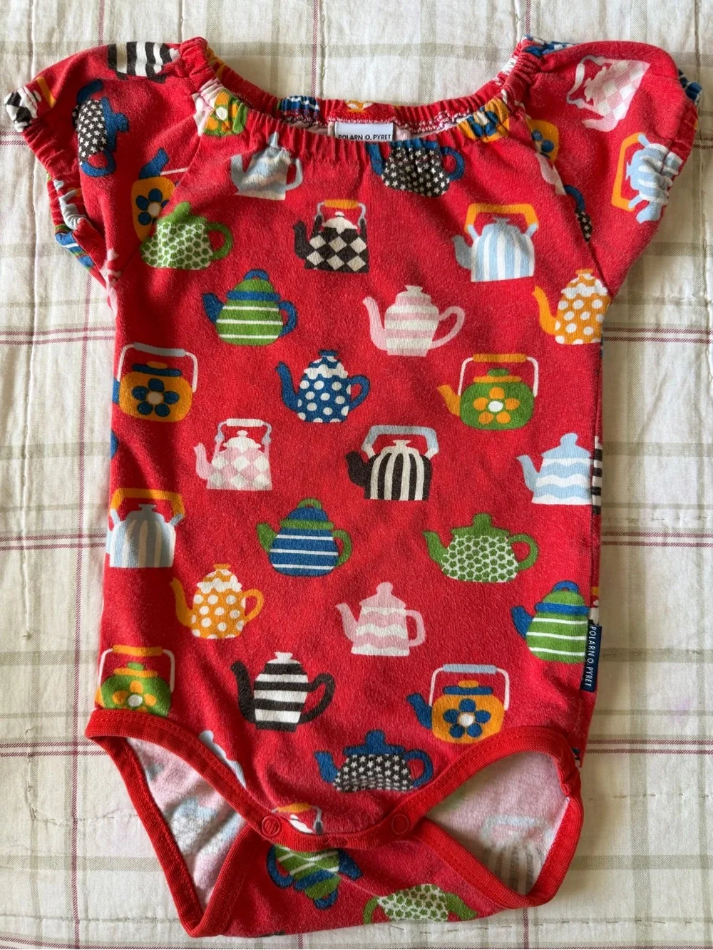 Polarn O. Pyret Teapot Red Short-Sleeve Bodysuit 6-9 months
